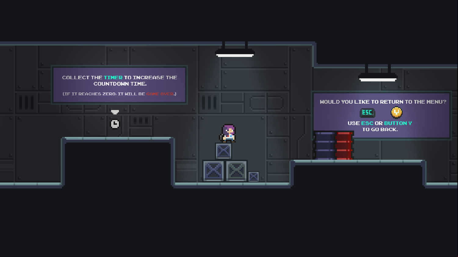 Space Survival Game Collecting Clocks Instructions Screenshot.
