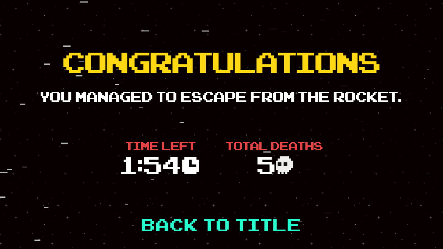 Space Survival Game Beat Screen Screenshot.