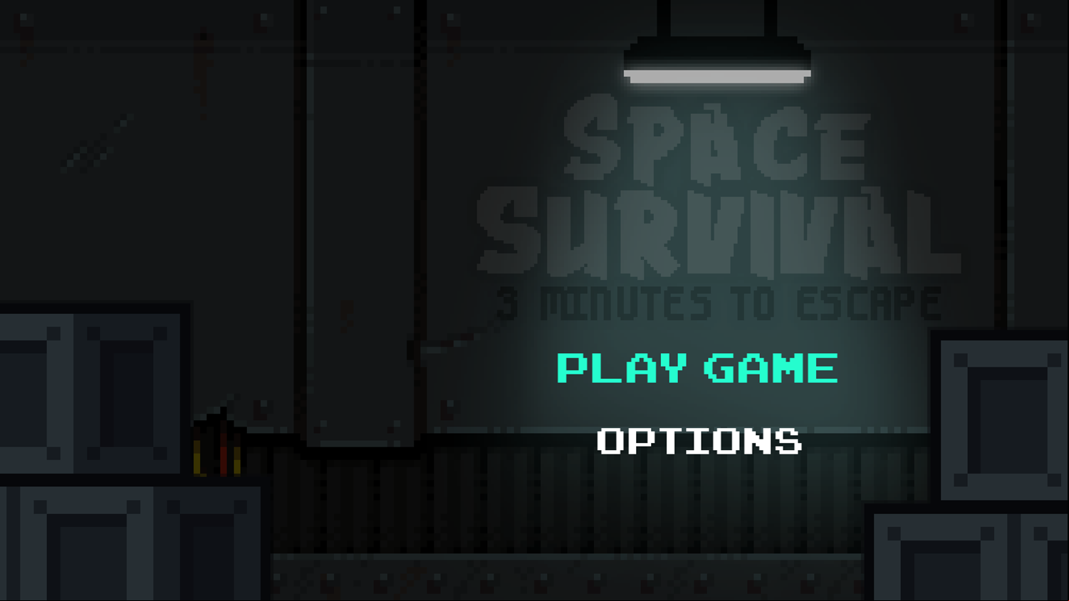 Space Survival Game Welcome Screen Screenshot.