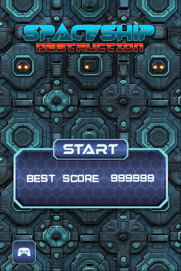 Spaceship Destruction Game Welcome Screen Screenshot.