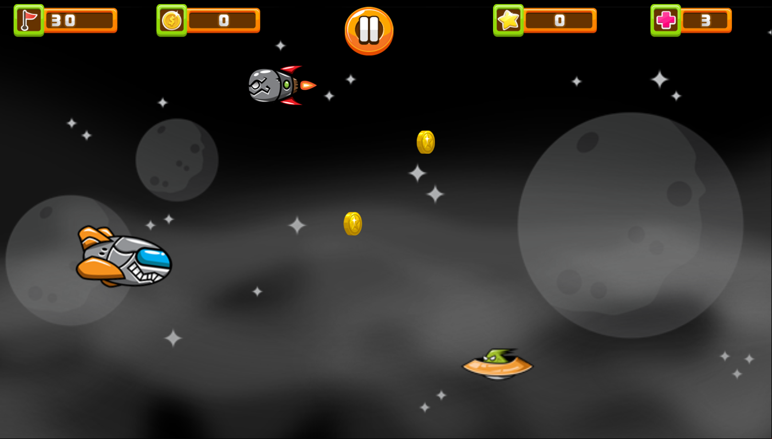 Spaceship Explorer Game Start Screenshot.