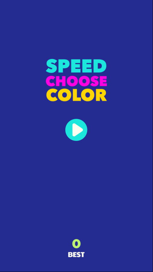 Speed Choose Color Game Welcome Screen Screenshot.