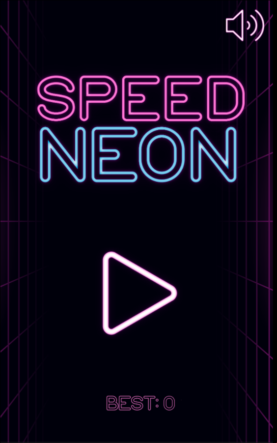 Speed Neon Game Welcome Screen Screenshot.