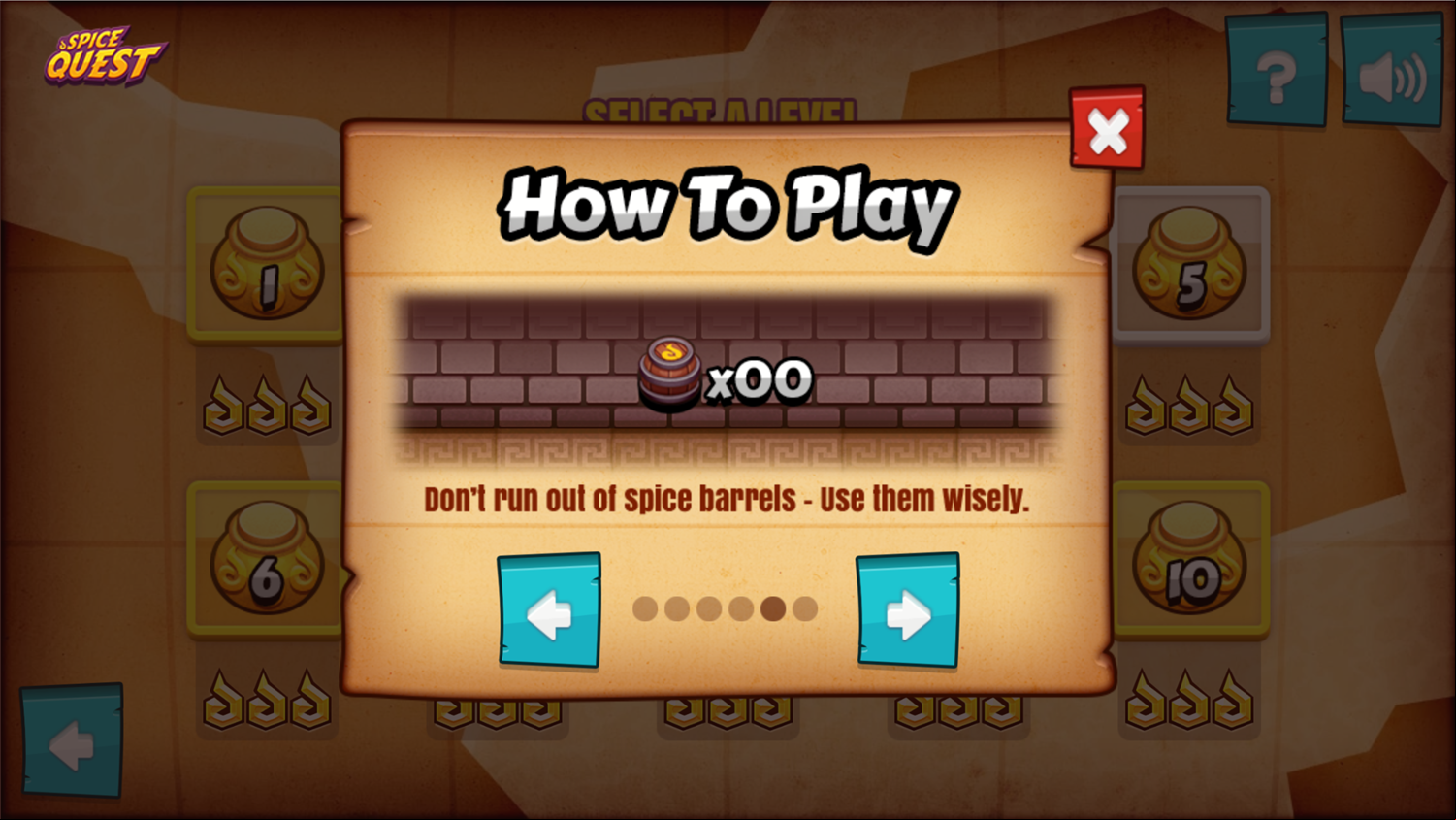 Spice Quest Game Barrel Limit Screenshot.
