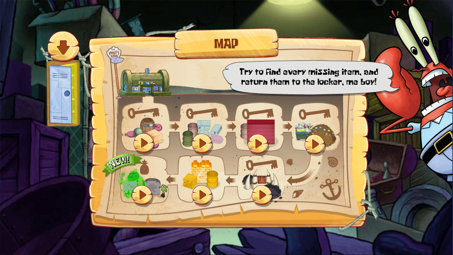 Spongebob Squarepants Lost Treasures Map Screenshot.