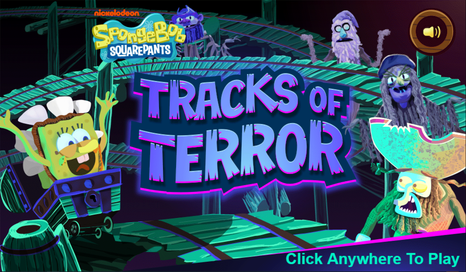 Spongebob Squarepants Tracks of Terror Welcome Screen Screenshot.