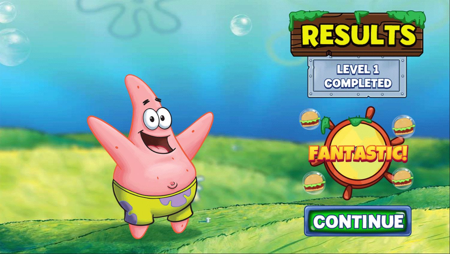 Spongebob Squarepants Word Blocks Results Screenshot.