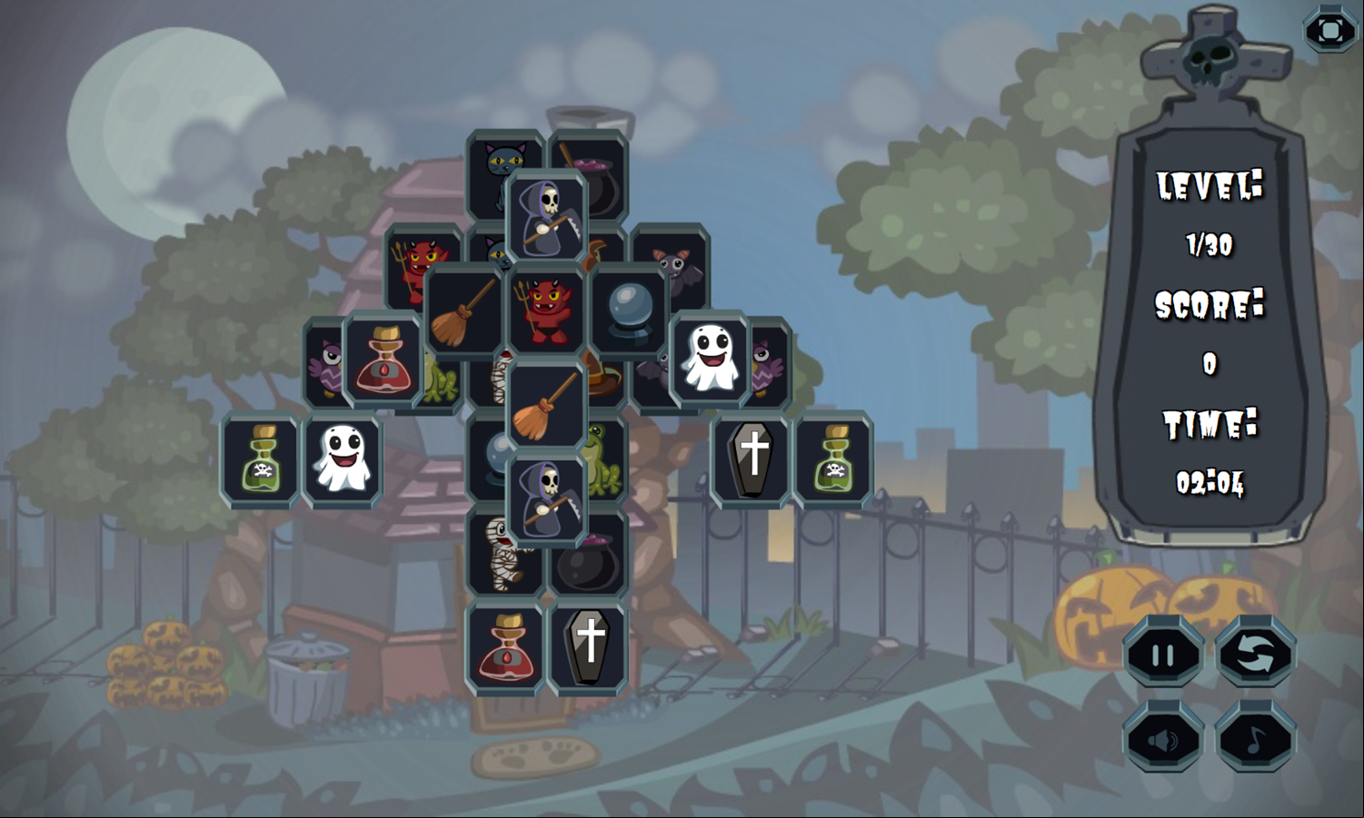 Spooky Mahjong Game Start Screenshot.