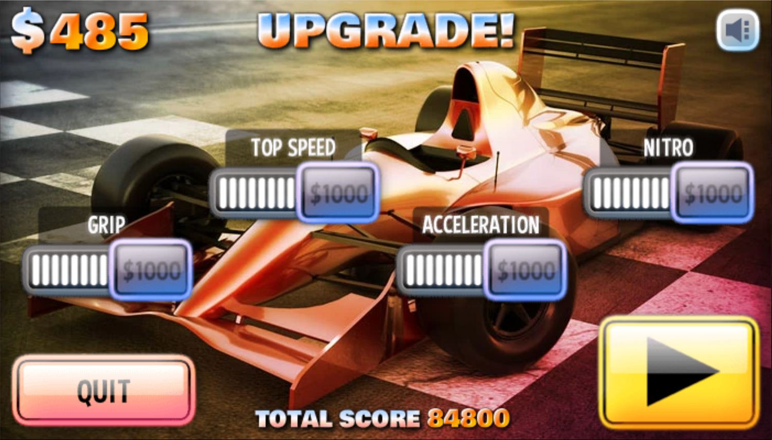 Sprint Club Nitro Game Fully Upgraded Screenshot.
