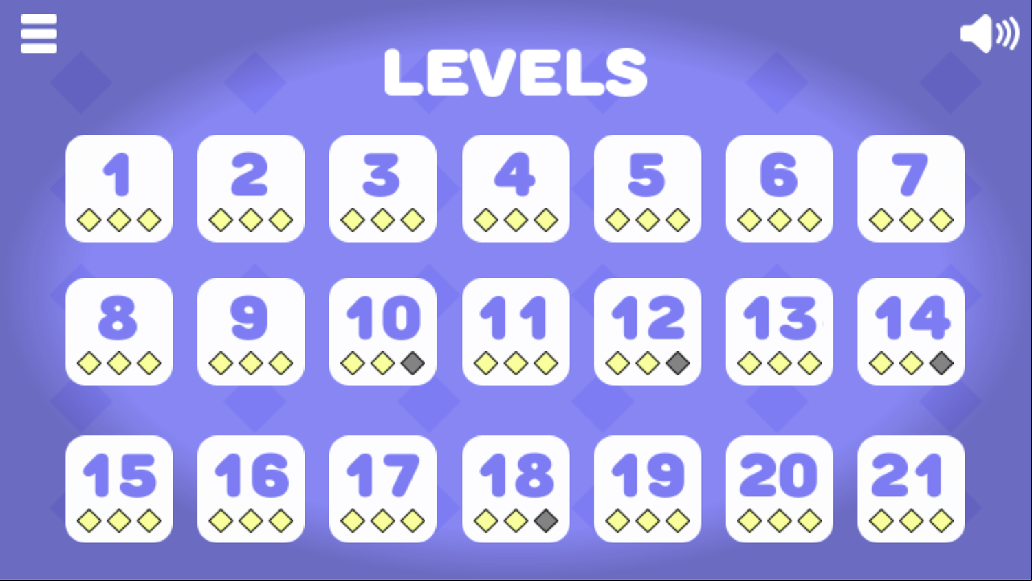 Square Jet Game Level Select Screen Screenshot.
