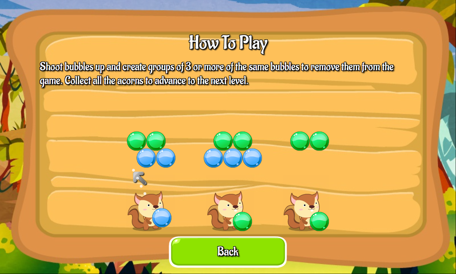 Squirrel Bubble Shooter Game How To Play Screenshot.