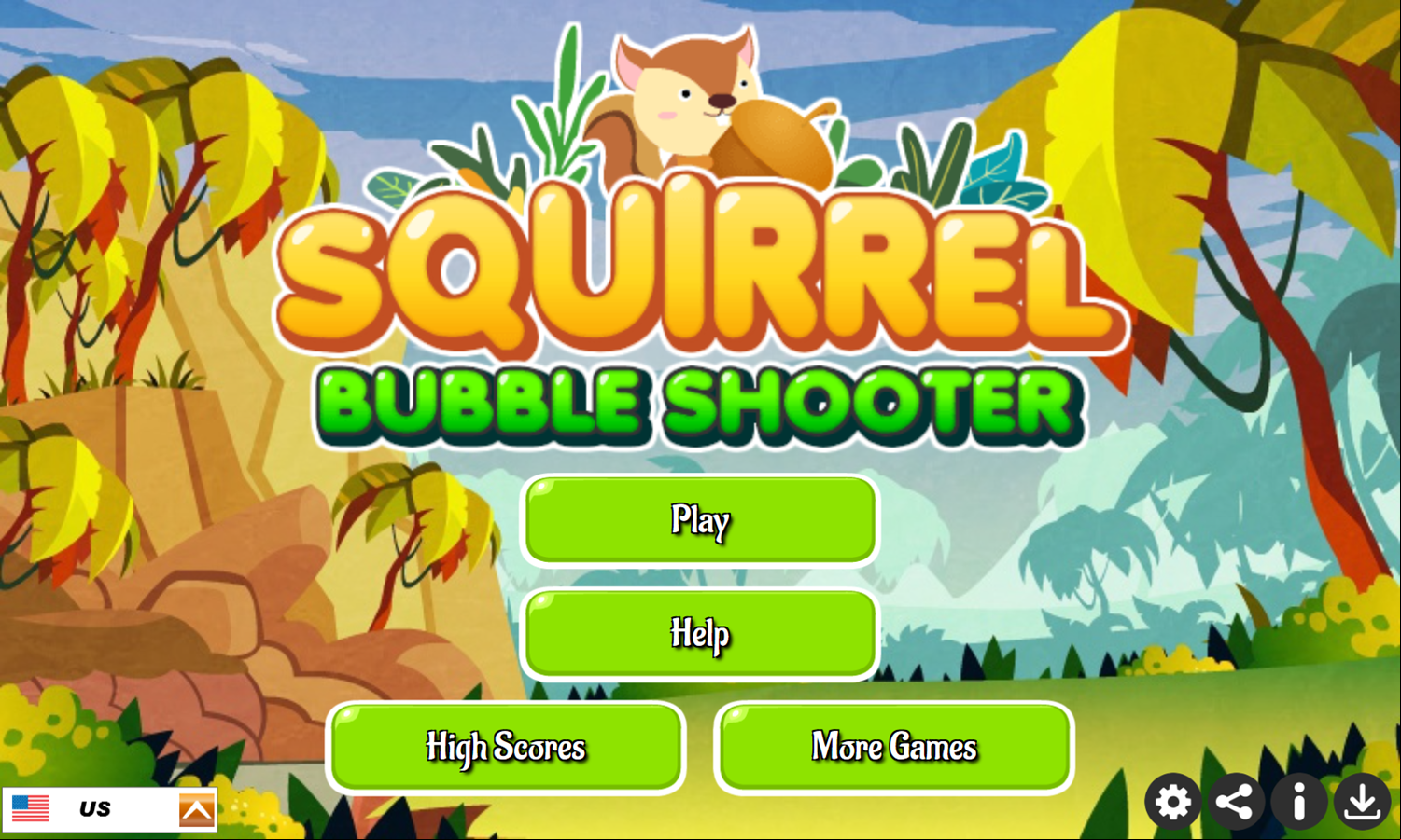 Squirrel Bubble Shooter Game Welcome Screen Screenshot.