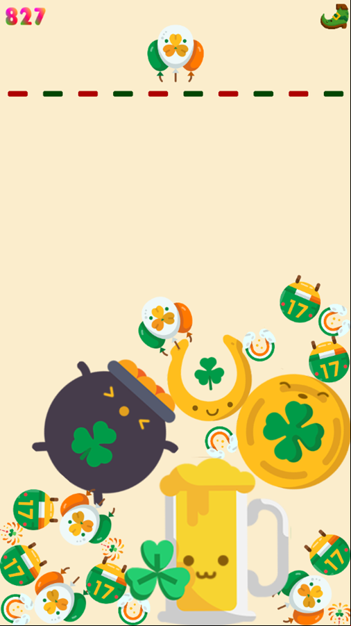 St Patrick's Day Suika Game Progress Screenshot.