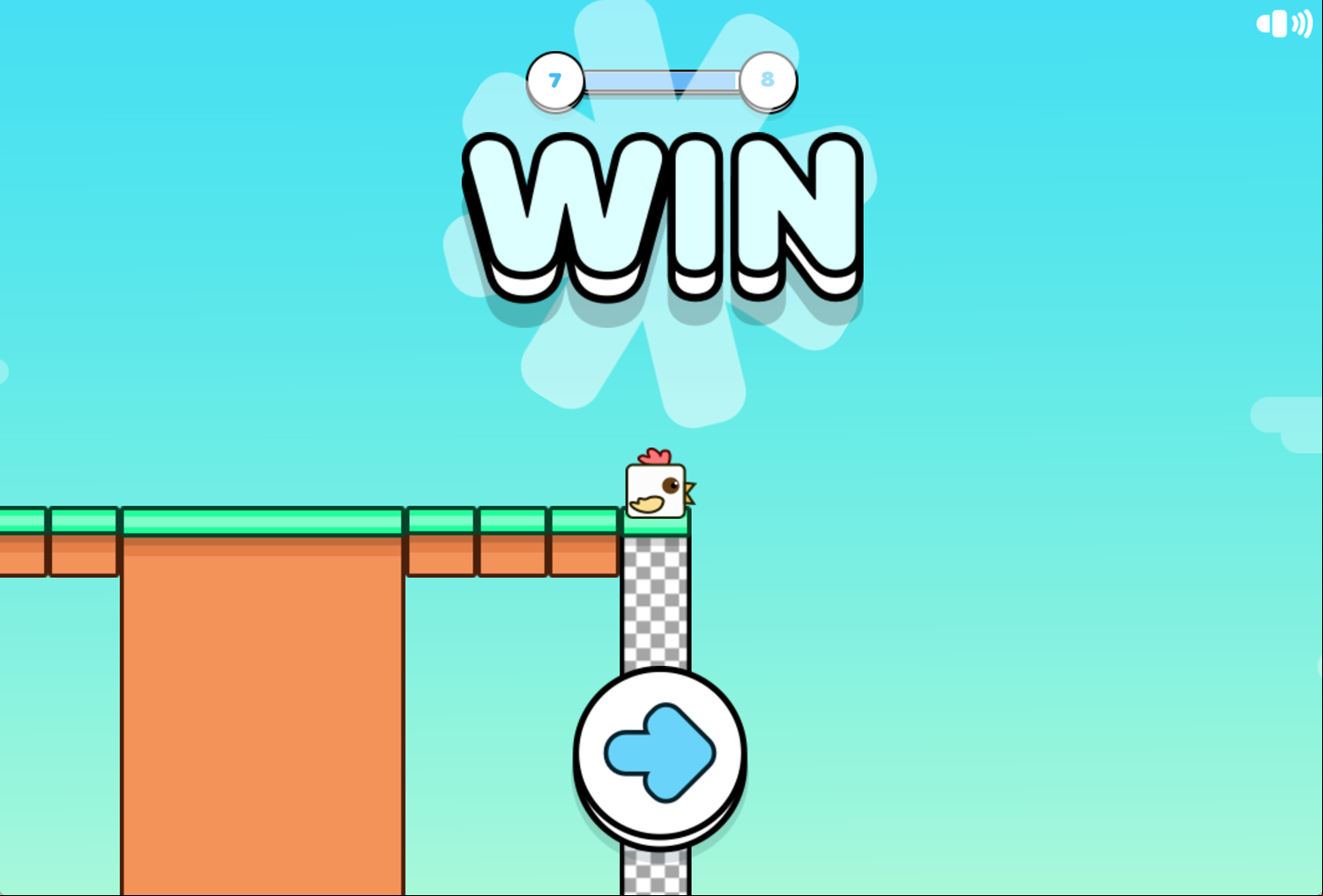 Stacky Chicken Game Level Beat Screen Screenshot.