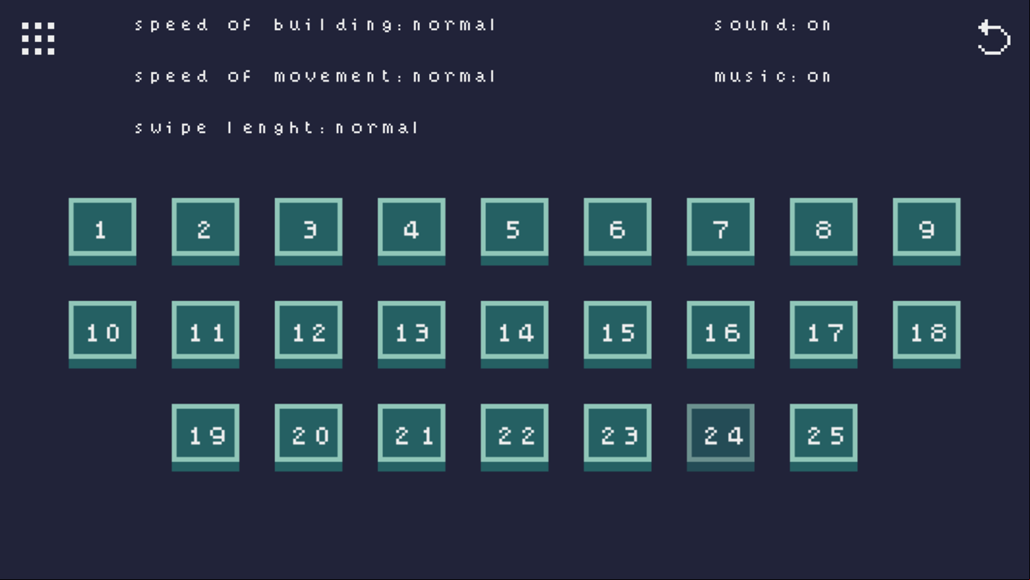 Star Collector Game Level Select Screen Screenshot.