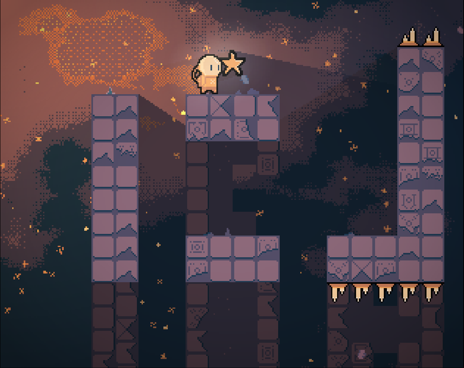 Starcatcher Game Level With a Backward L Screenshot.