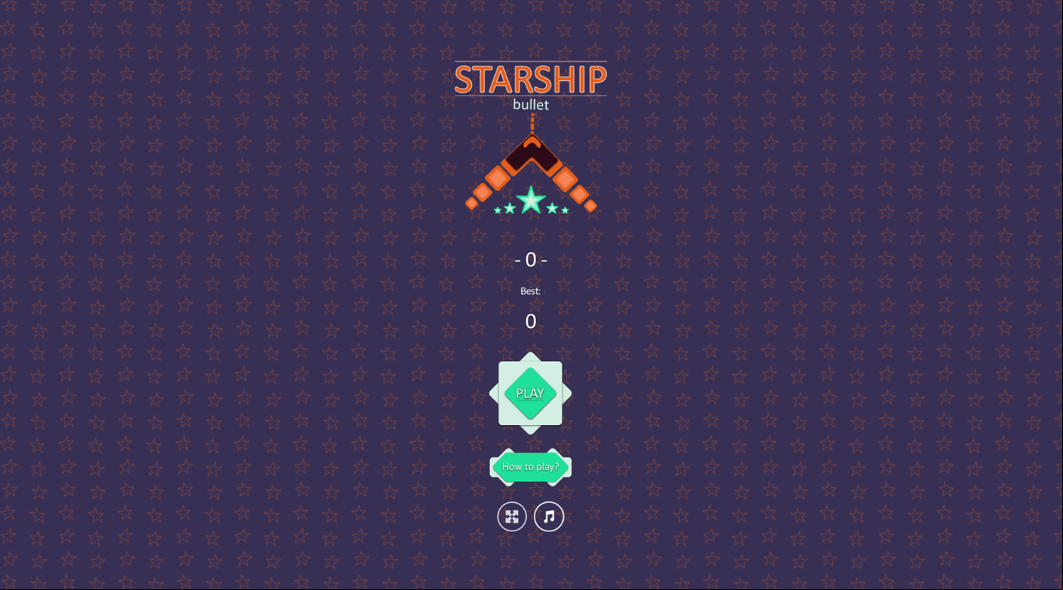 Starship Bullet Game Welcome Screen Screenshot.