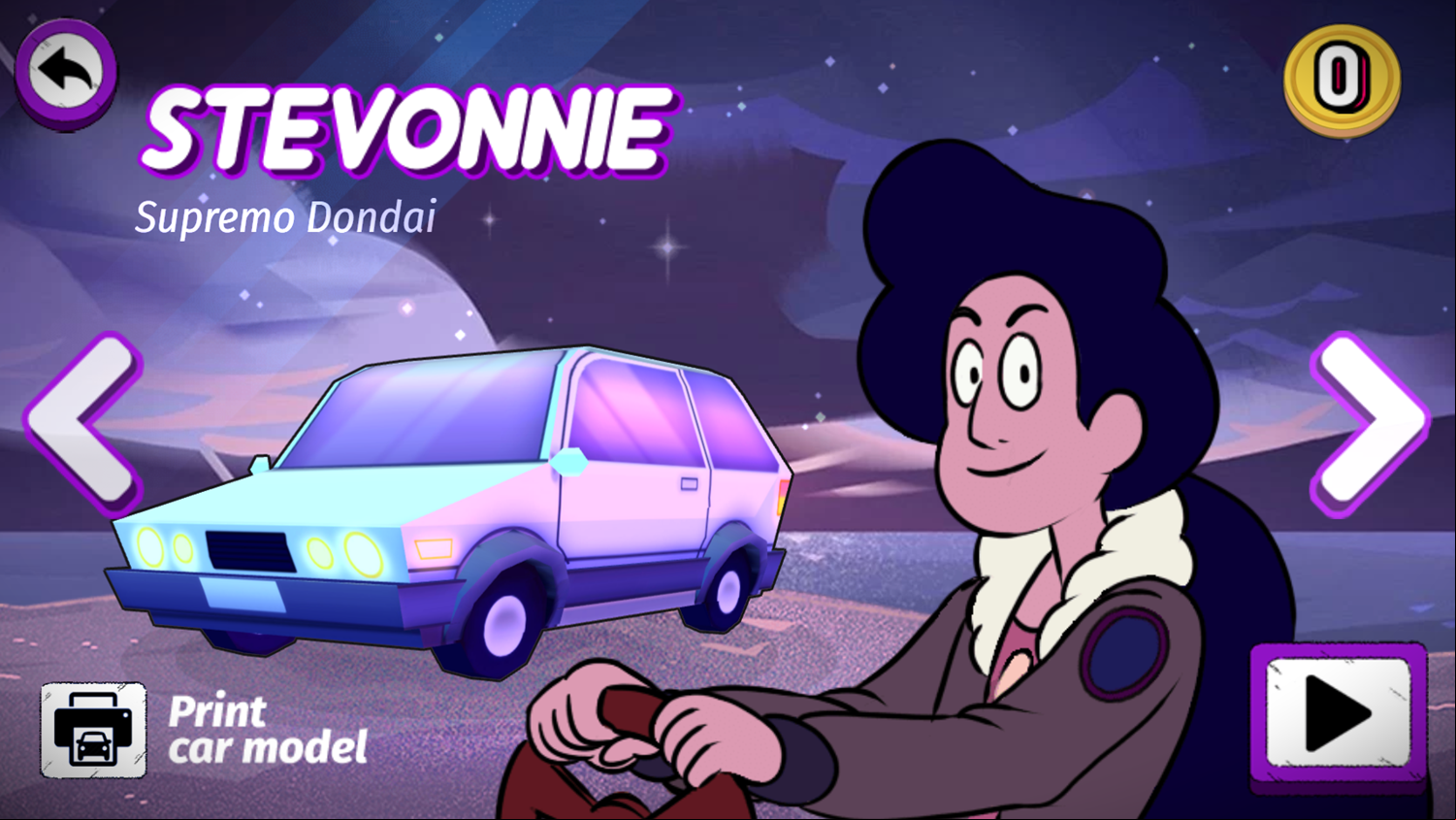 Steven Universe Beach City Drifters Game Driver Select Screenshot.