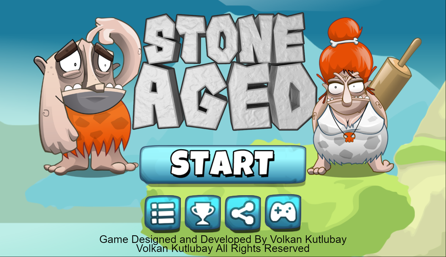Stone Aged Game Welcome Screen Screenshot.