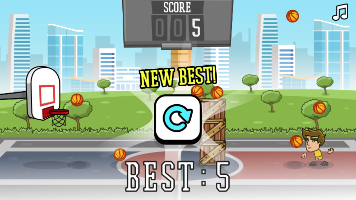 Street Dunk Game Over Screen Screenshot.