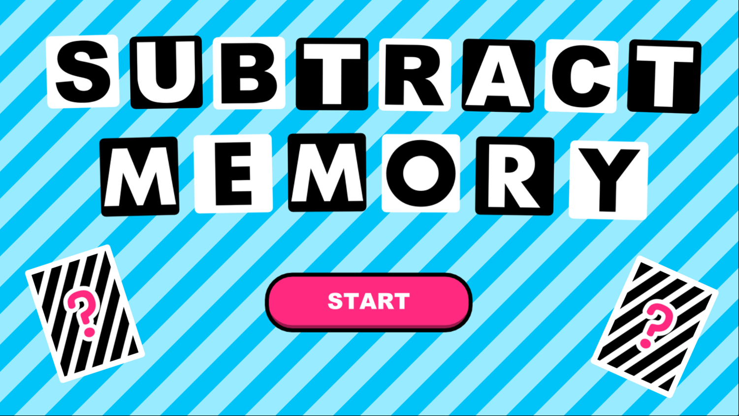Subtract Memory Game Welcome Screen Screenshot.