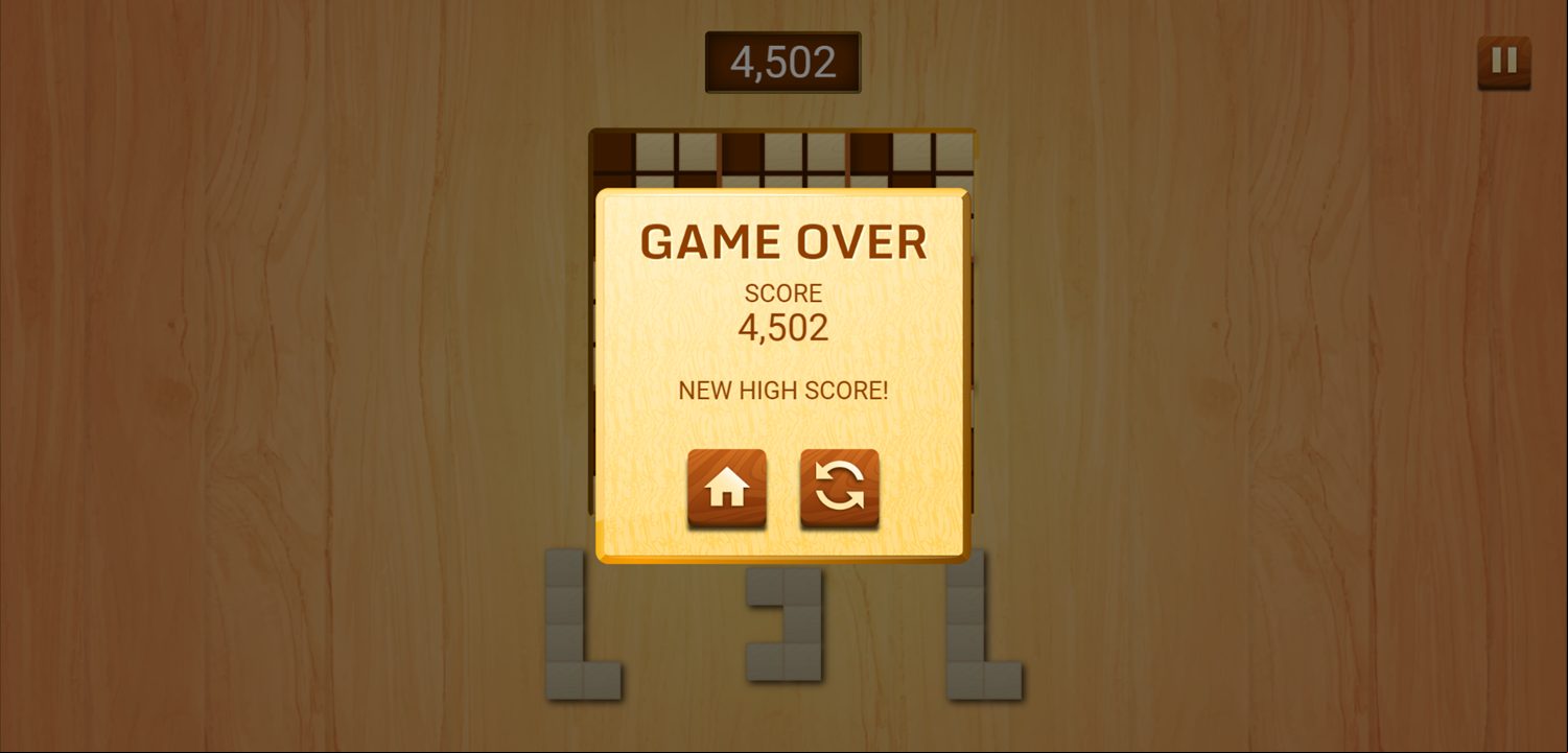 Sudoku Blocks Game Over Screen Screenshot.