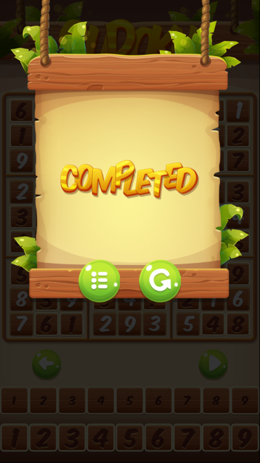 Sudoku Game Completed Screenshot.