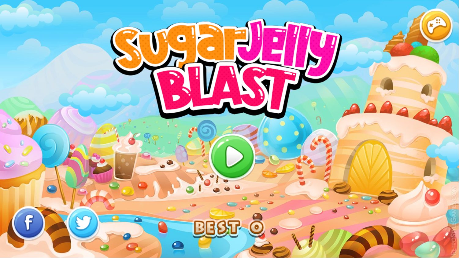 Sugar Jelly Blast Game Welcome Screen Screenshot.