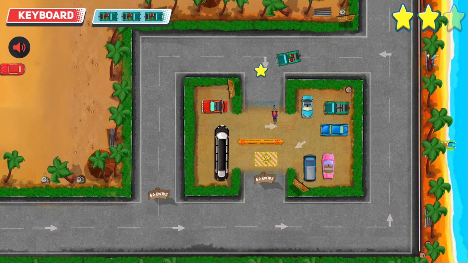Summer Beach Parking Game Level Play Screenshot.