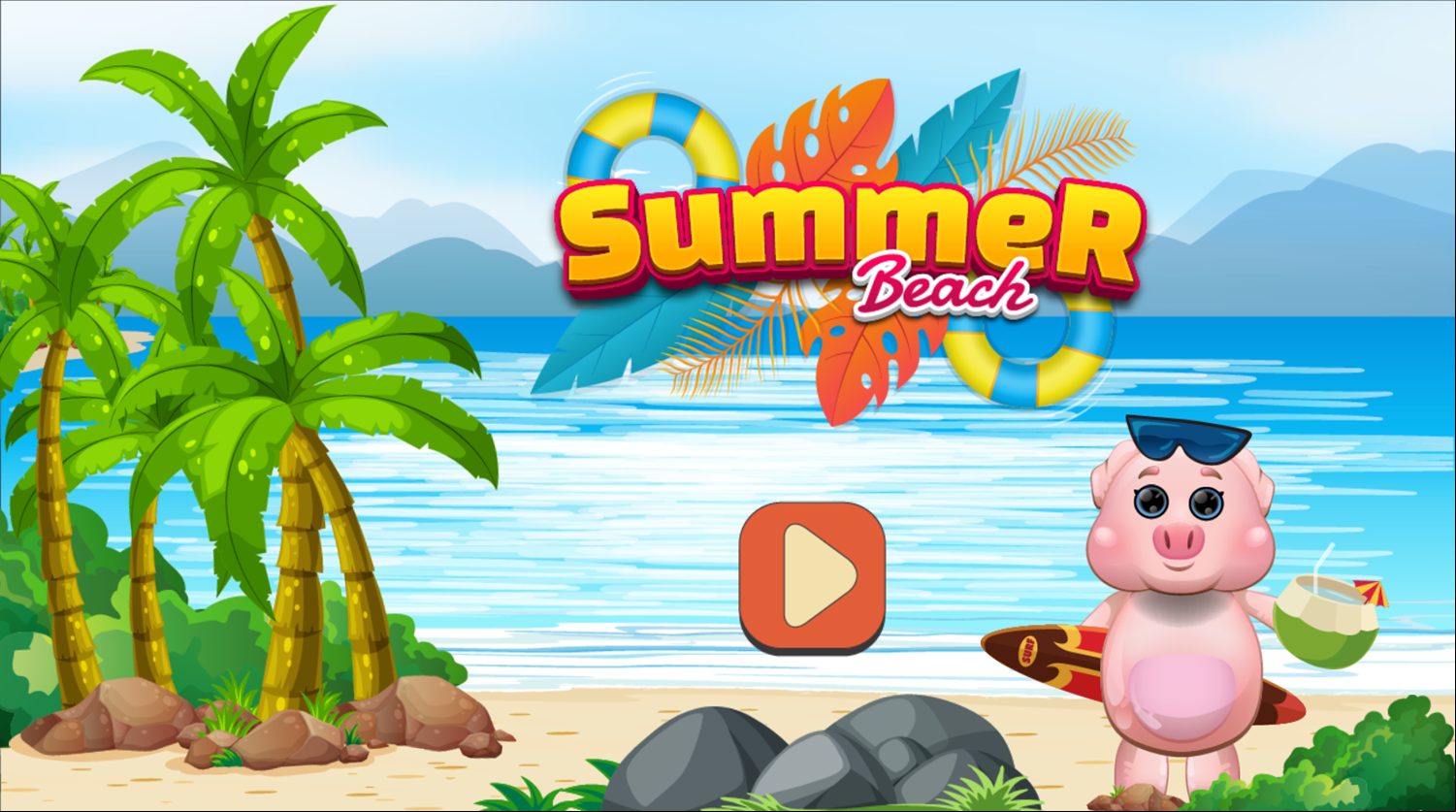 Summer Beach Game Welcome Screen Screenshot.