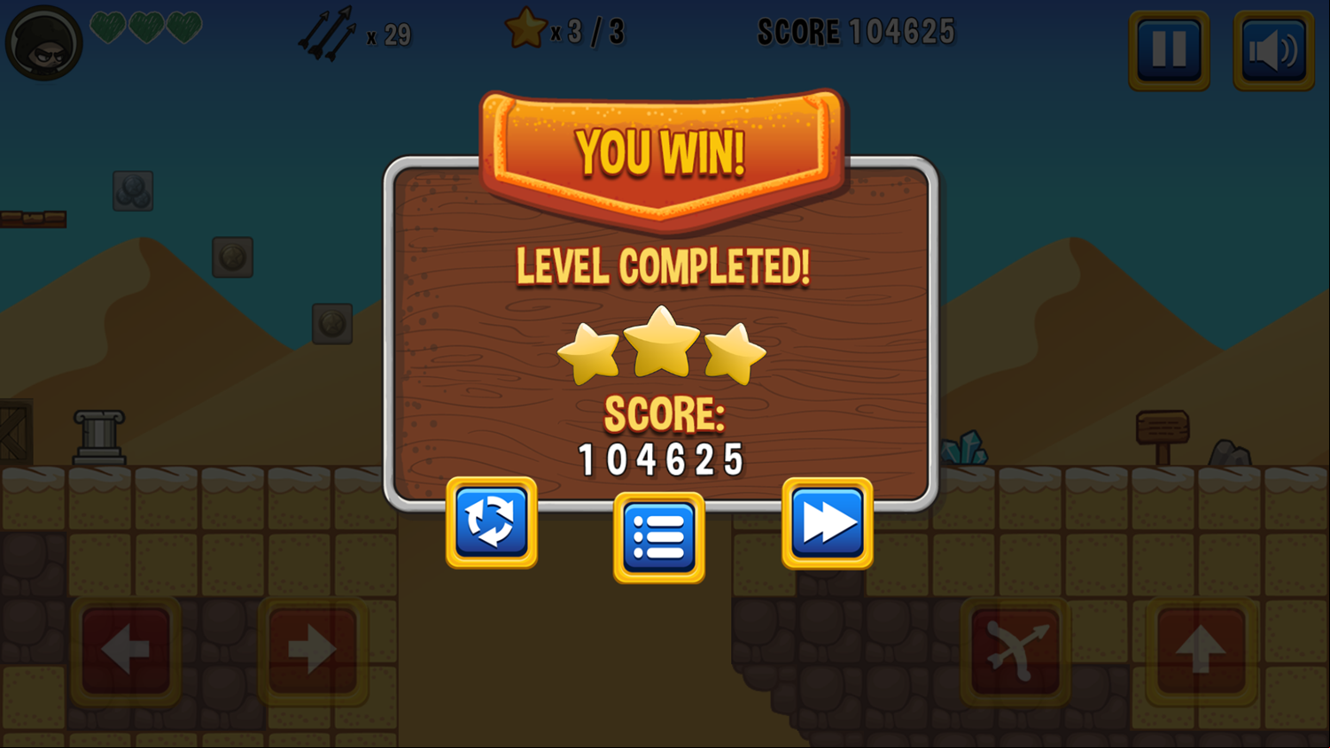 Super Archer Game Level Completed Screenshot.