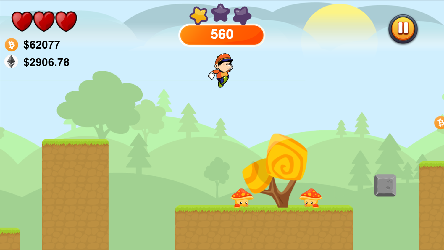 Super Bitcoin Boy Game Level Play Screenshot.