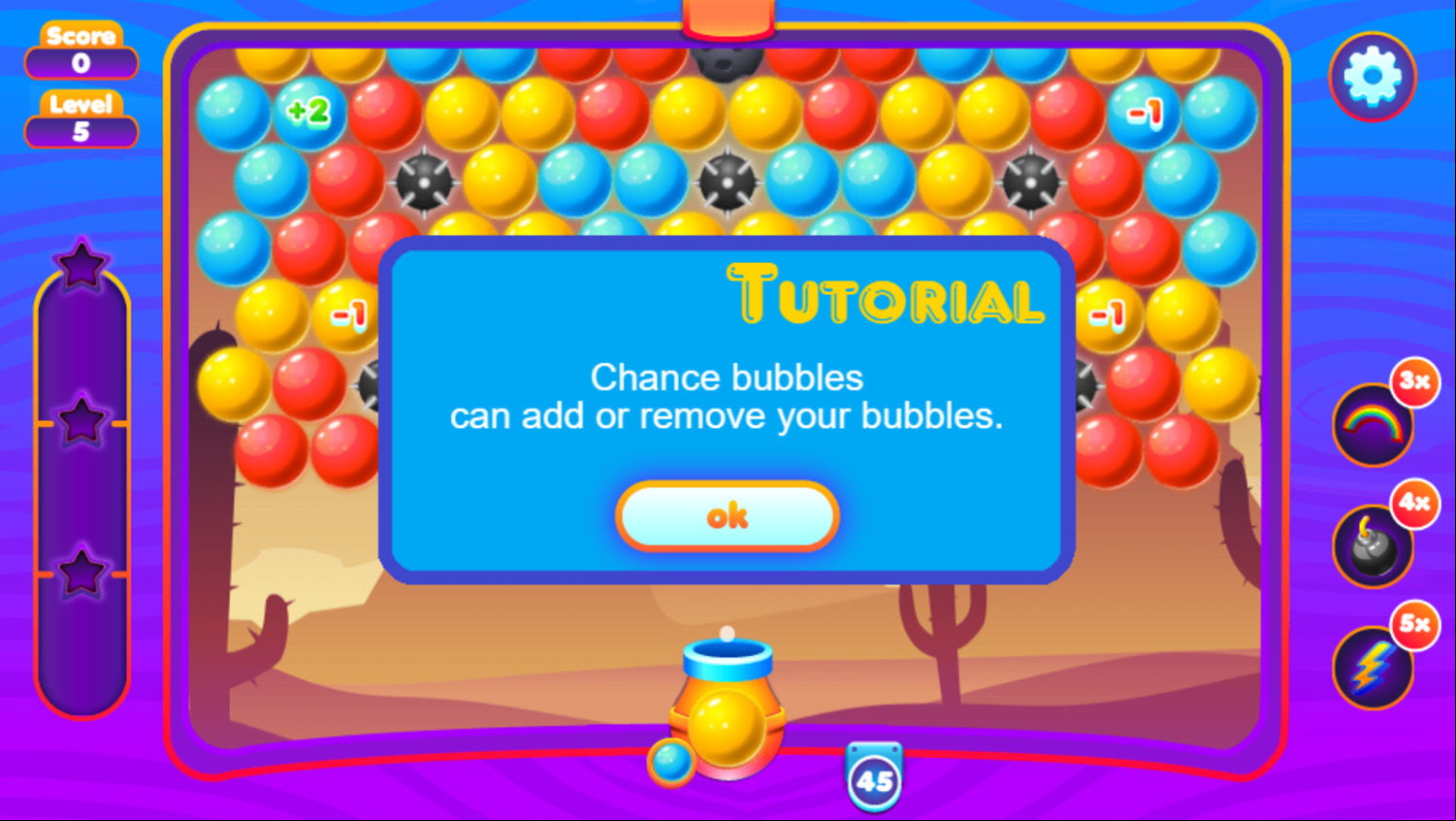 Super Bubble Shooter Game Chance Bubbles Tutorial Screen Screenshot.