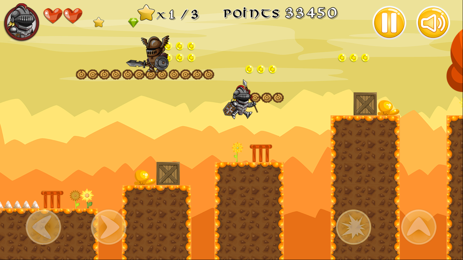Super Knight Game Level Platforming Screenshot.