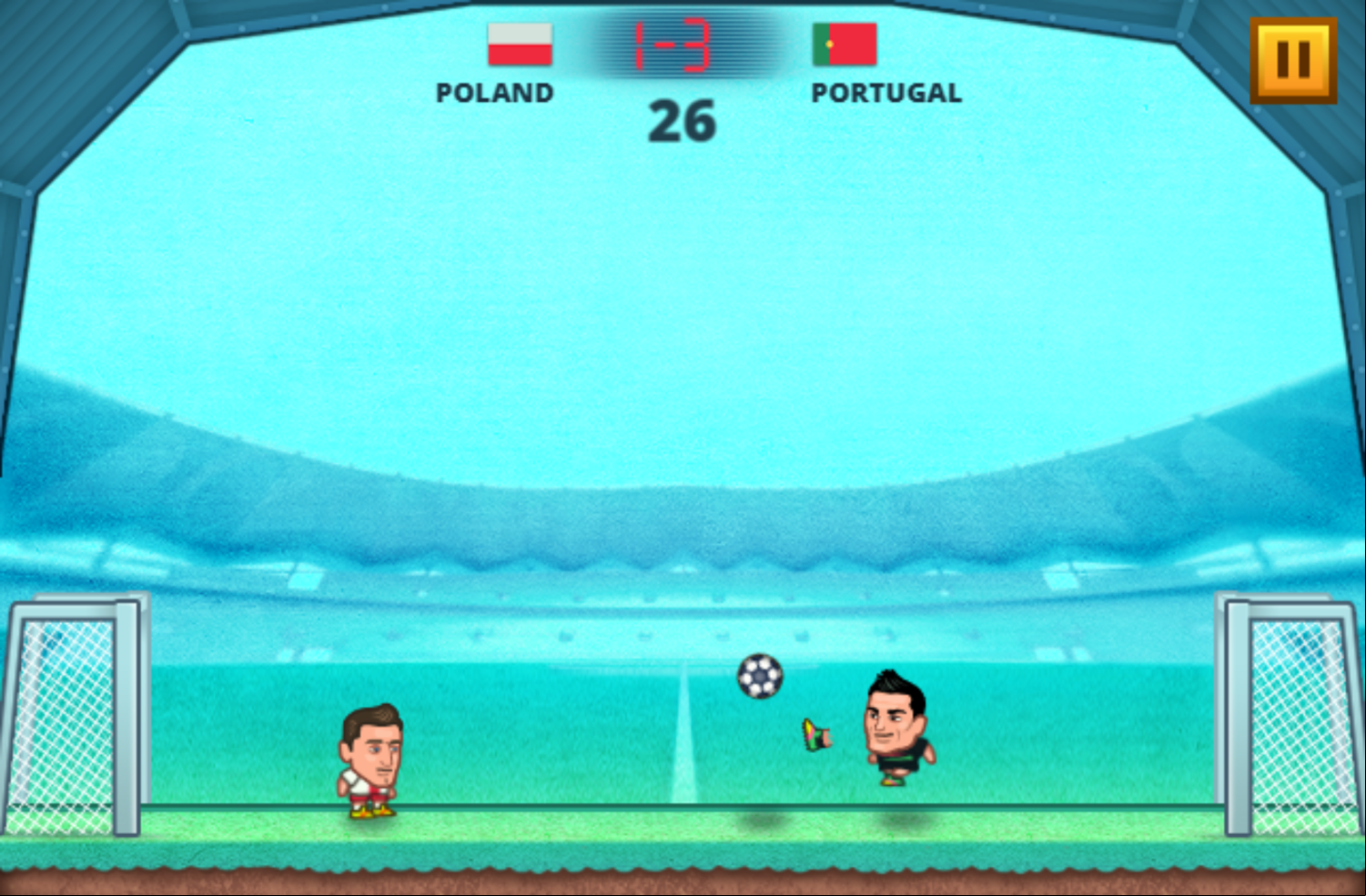 Super Soccer Noggins Game Play Screenshot.