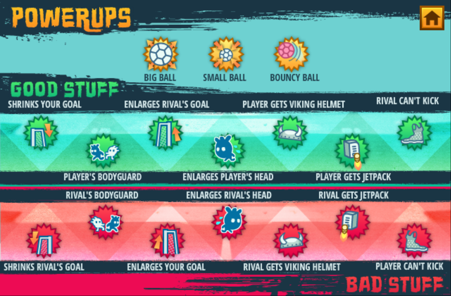 Super Soccer Noggins Game Power Ups Screenshot.
