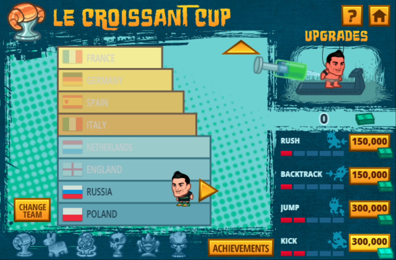 Super Soccer Noggins Game Upgrades Screenshot.