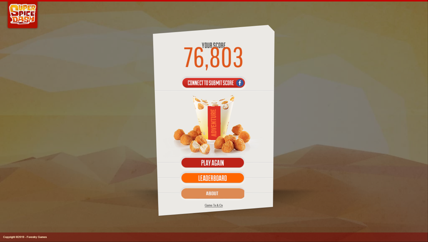 Super Spice Dash Game Score Screenshot.