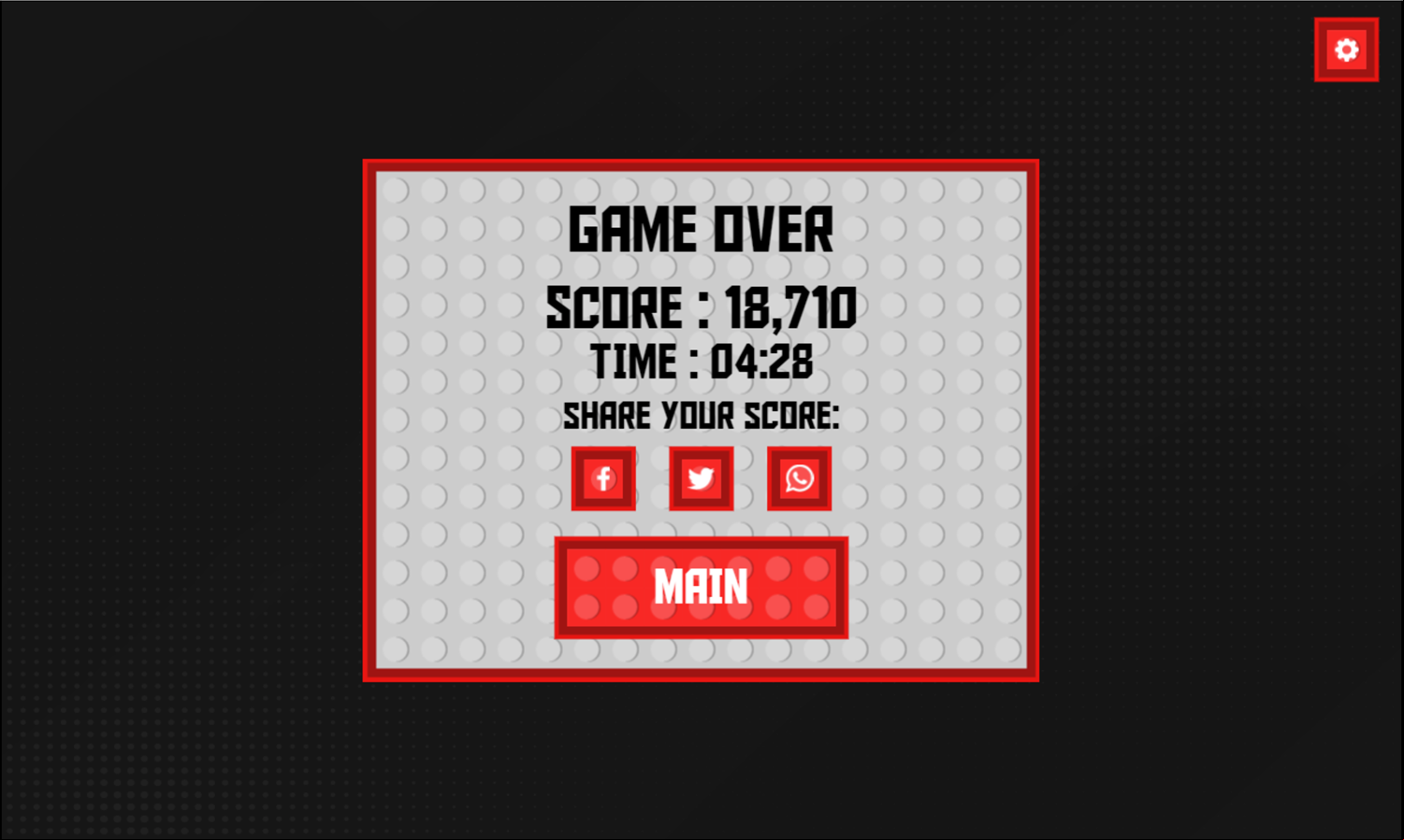 Super Tetris Game Over Screen Screenshot.