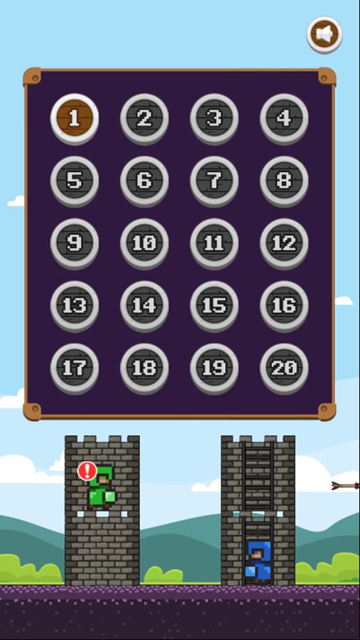 Super Tower War Game Level Select Screenshot.