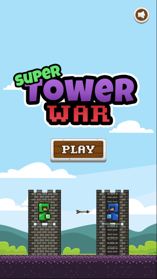 Super Tower War Game Welcome Screen Screenshot.