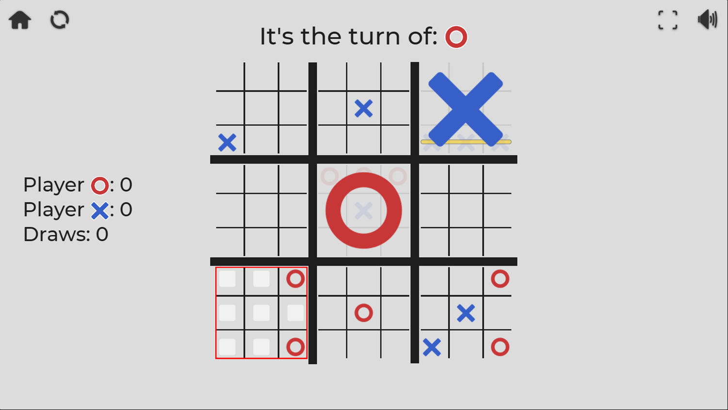 Super TTT Game Play Screenshot.