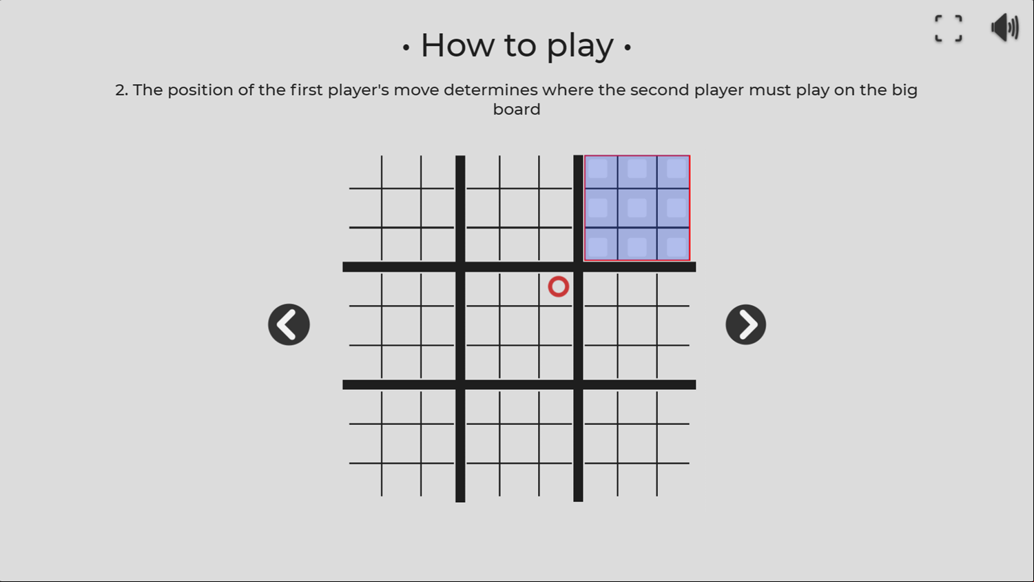 Super TTT Game Instructions Screenshot.