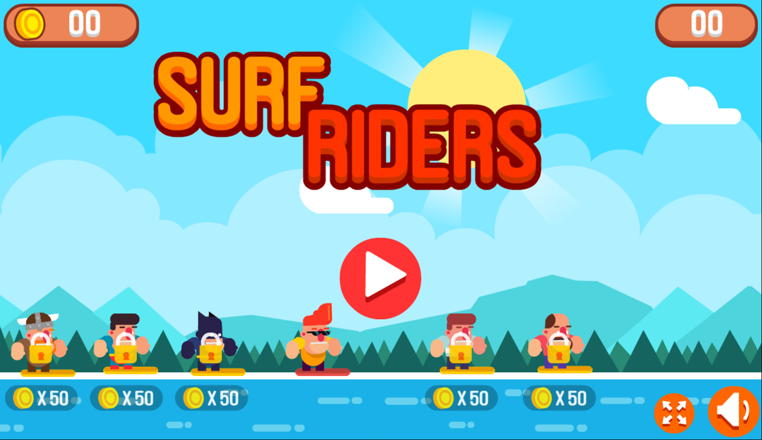 Surf Riders Game Welcome Screen Screenshot.