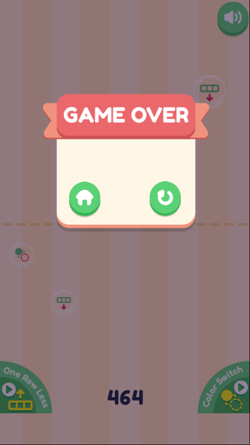 Sushi Shooting Match 3 Game Over Screenshot.