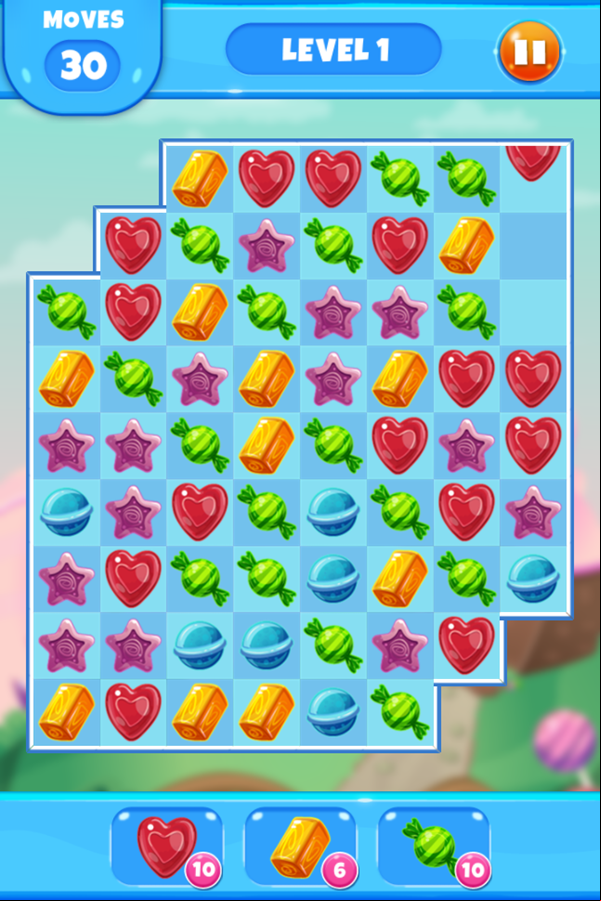 Sweet Candy Saga Game Level Start Screenshot.