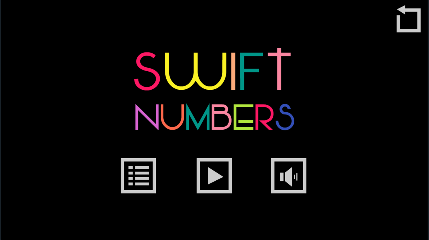 Swift Numbers Game Welcome Screen Screenshot.