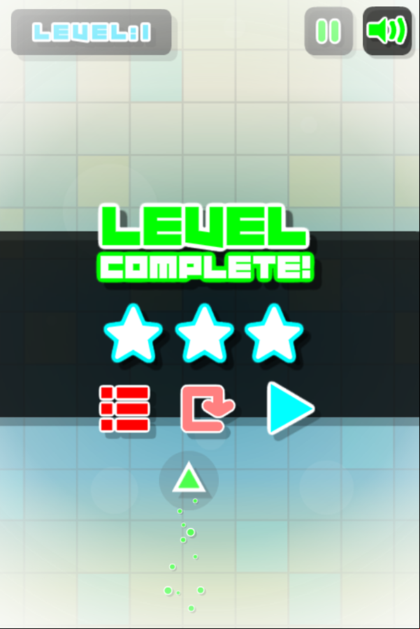 Swing Triangle Game Level Complete Screenshot.