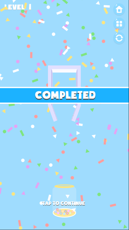 Swipe the Pin Game Level Complete Screenshot.