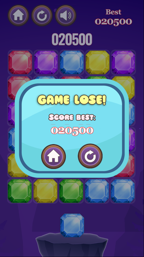 Sword and Jewel Game Lose Screenshot.